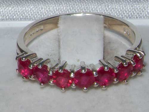 925 Sterling Silver Real Genuine Ruby Womens Eternity Ring4