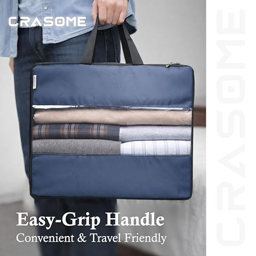 Image of CRASOME Storage Bags for Clothes | Storage Bag for Saree Covers, Clothes, Lehenga, Bedsheets, Toys, Docs | Transparent Window Storage Box Bag - (STB-FT-BLU-PACK-5)