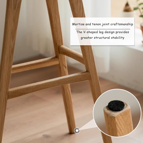 Tabourets hauts minimalistes dos nu gain de place bois massif - 7