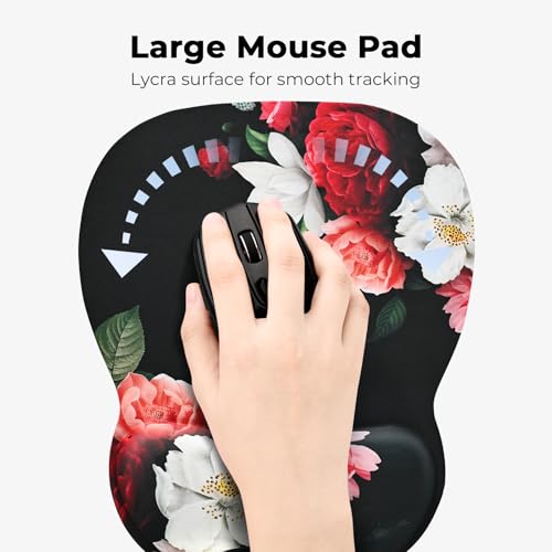 EooCoo Ergonomic Mouse Pad with Wrist Support, Mousepad with Memory Foam Wrist Rest and Non-Slip Base for Computer, Cafe, Home & Office, 9.64 x 8.26 in Office Desk Accessories - Thumbnail 3