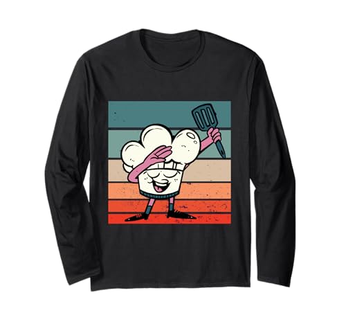 Chef cartoon chef's hat character funny cooking hat dab Long Sleeve T-Shirt