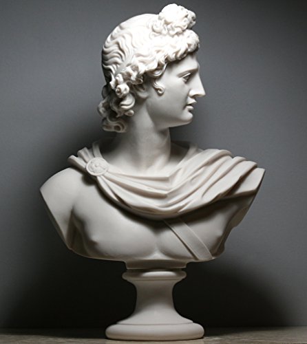 Apollo Greek Roman God Bust Head Statue Cast Marble Sculpture Handmade 12.6΄΄ #TOP1