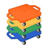 4 Scooter Boards with Handles for Kids Sitting, Floor Scooters Gym Scooters Set with Ropes for School Gym Activities and Indoor Outdoor Play