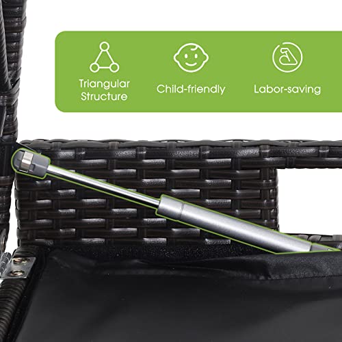 Tangkula 34 Gallon Outdoor Storage Bench With Seat Cushion, Patio Mix Brown Wicker Deck Box With Waterproof Liner And Side Handles, Outdoor Storage Bench For Cushions, Garden Tools, Pool Accessories #TOP4