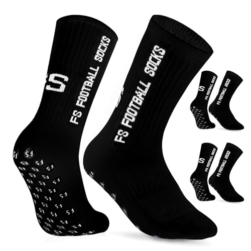 AVABEST Fussball Socken 2 Paar Grip Socken Fussball 35-39 für Damen Kinder und Teenager Fußballsocken Rutschfeste Sportsocken für Basketball Laufen Radfahren Tennis, Schwarz