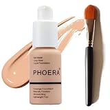 Glamza Phoera Foundation Set with Makeup Brush - Matte Cream Foundation Kit with 103 (Warm Peach) Sh