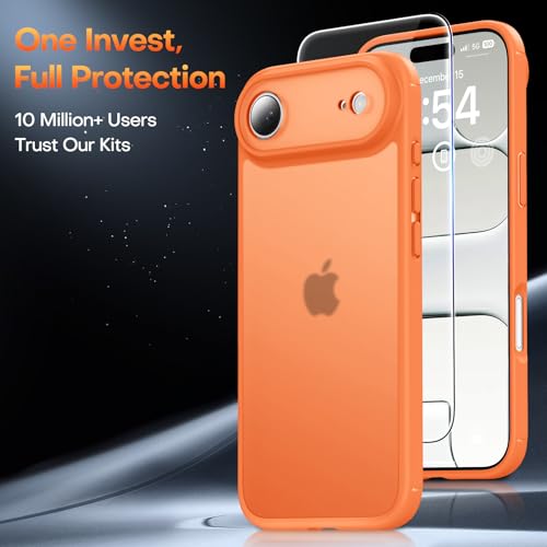 Image of TAURI for iPhone Air Case, with Screen Protector, Matte Orang