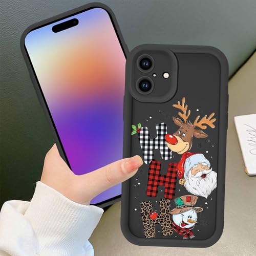 Aoldimu Merry Christma Phone Case for iPhone 17 6.3",Unique Kawaii Santa Claus Eelk Leopard Pattern Aesthetic Xmas Design Cases Soft Silicone TPU Slim Shockproof Protective Bumper Black Phone Cover by Aoldimu - Used condition - Image 5