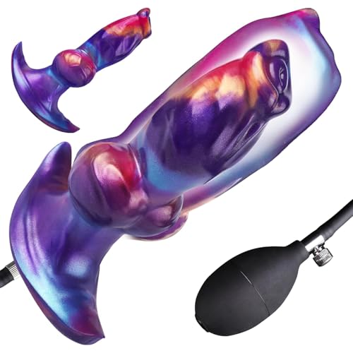 Silicone Inflatable Butt Plug Knot Large Buttplug Huge Anal Dildo Wearable Butt Plug with Safe T-Base Fantasy Dildos Anal Trainer Stretcher Dilators Adult Toy for Men Gay Women