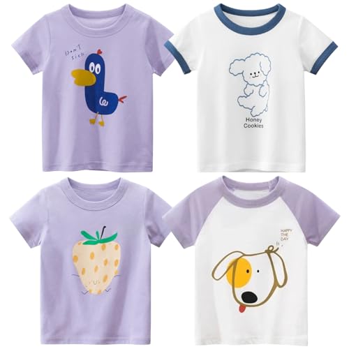 Girls' 2-Pack Puppy Short Sleeve Crewneck T-Shirts Top Tee Size 2-7 Years Girls and Toddler Value Pack Cotton T-Shirt