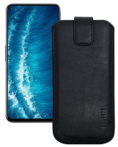 Suncase ECHT Ledertasche Leder Etui kompatibel mit Hafury GT20 Hülle (passend nur mit der MITGELIEFERTE Bumper) schwarz