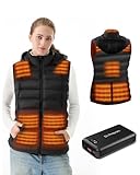 DR.PREPARE Women's Heated Gilet with Battery Pack Included, Lightweight Heating Vests with Hooded, Electric Warming Jacket for Outerwear, M