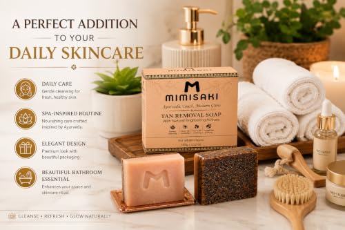 Image of Tan Removal & Skin Repair Soap with Licorice, Saffron, Papaya Enzymes, Sandalwood & Goat Milk - Skin Brightening Bathing Bar for Men & Women (100g)