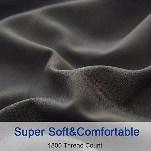 SONORO KATE Bed Sheet Set Super Soft Microfiber 1800 Thread Count Luxury Egyptian Sheets 16-Inch Deep Pocket Wrinkle and Hypoallergenic-4 Piece(Queen Dark Grey) - Thumbnail 4
