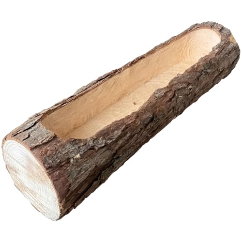 Tressify Fioriera rustica in legno naturale, fioriera in vero legno, tronco di albero simulato per vasi di fiori succulenti, accento decorativo unico per la casa, contenitore estetico per bonsai