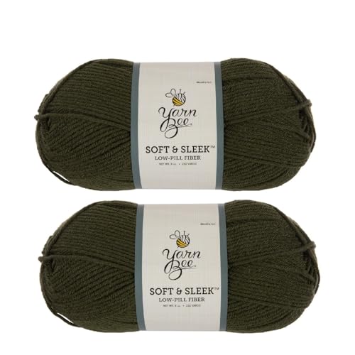 Image of Hobby Lobby Yarn Bee Soft & Sleek Yarn, 315 Olive, Set of 2 | 4 Medium Weight, 100% Low Pill Acrylic, 232 Yards Per Skein