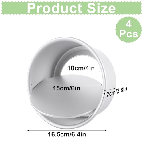 4 Pack 6 Inch Cake Tin, Non-Stick Round Cake Pan with Removable Bottom, Deep Aluminum Cake Baking Pan Cake Mould Tin for Wedding/Birthday/Christmas Cake Baking - Image 3