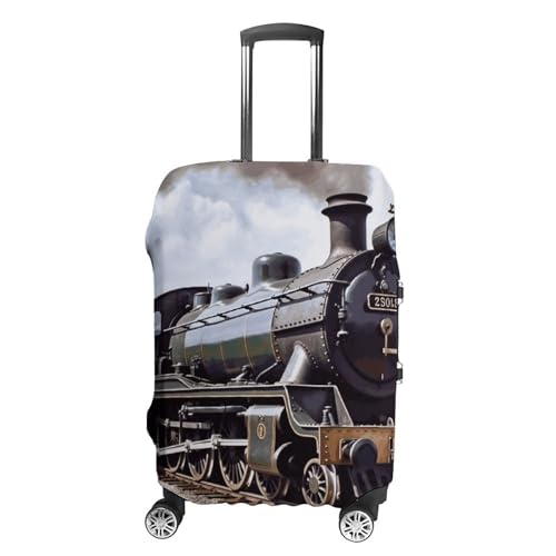 Steam Locomotive Train Printed Luggage Cover Protector, Fits 18-32 Inch Luggage