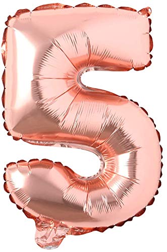 Image of GrandShop 50625 Five Number Foil Toy Balloon 17 inch Inch - Rose Gold