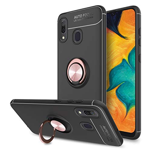 Elegant Choise Galaxy A20 Case, Galaxy A30 Case, Hybrid Ultra Thin Rotating Ring Holder Kickstand Shockproof Anti-Scratch Rugged Bumper Armor Drop Protective Case for Samsung Galaxy A30 (Rose Gold)