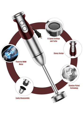 image for MegaWise Pro Titanium Reinforced 3-in-1 Immersion Corded Hand Blender,