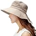 Siggi Womens Summer Flap Cover Cap Cotton UPF 50+ Sun Shade Hat with Neck Cord Wide Brim Khaki