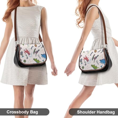 Crab Print Women's Crossbody Bag Detachable Wide Strap Shoulder Bag with Pockets Daily Work Bag4