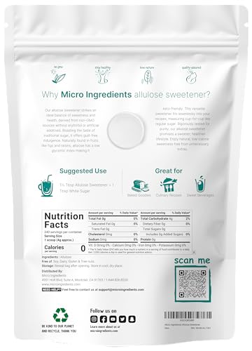 image for Micro Ingredients Allulose Sweetener, 3 Pounds (48 Ounces), Zero Calor