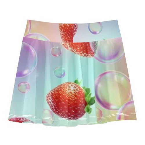 Strawberry Sparkling Bubbles Toddler Tennis Skirts Rainbow Athletic Shorts for Girls Skorts Butterfly 4t2
