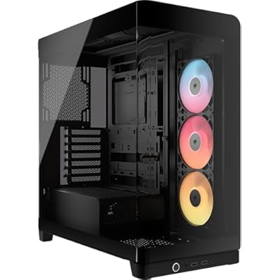 CORSAIR FRAME 4500X RS-R ARGB Panoramic Glass Mid-Tower PC Case &ndash; InfiniRail Mounting System, Fits Dual 360mm Radiators, GPU Anti-Sag, 3x RS120R Fans Included &ndash; Black