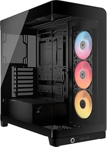 CORSAIR Frame 4500X RS-R ARGB Caja de PC Semitorre con Cristal Panorámico – Sistema de Montaje de InfiniRail, Capacidad para Dos radiadores de 360 mm, Incluye 3 Ventiladores RS120R – Negro