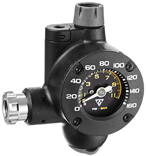 Topeak Airbooster G2 CO2-Inflator mit leicht ablesbarem Manometer aus Fiberglas in der Farbe Schwarz, Maße: 6,5cm x 5,2cm x 3,3cm, 15700176