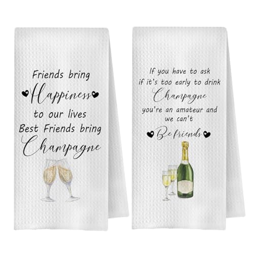 OVAcational Champagne Gifts Kitchen Towels Set of 2,Funny Champagne Friend Gift Hand Towel for Bathroom Kitchen,Gift for Champagnes Lover,Housewarming Gifts,16x24 Inches