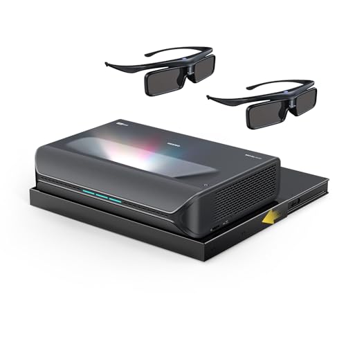 Image of NexiGo Aurora Pro MKII with Official AS200 Motorized Sliding Tray and 3D Glasses, 4K Tri-Color Laser UST Projector, Dynamic Iris & Laser Dimming, 0.21:1 Throw Ratio, Dolby Vision & Atmos