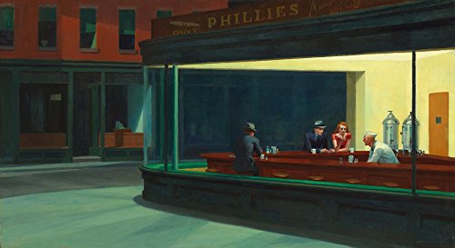 Berkin Arts Edward Hoppergiclee Print On Canvas-Famous Paintings Fine Art Poster-Reproduction Wall Decor(Nighthawks) Large Size 37.5 X 20.4Inches #TOP6
