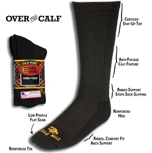 Dan Post Boot Company mens Cowboy Certified Over the Calf Socks 4 Pairs Black 9 (US Men's Shoe 7-10.5)2