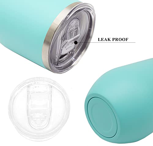 Wine Tumbler Glasses With Lid, Insulated Double Wall Vacuum Stainless Steel 12 Oz Travel Tumbler With Straw For Picnic Camping Party Or Family Daily Use (Mint Green) #TOP2