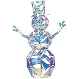 Lighted 4' Iridescent Crystal Ice Snowman Sculpture Decoration Pre Lit Display Outdoor Christmas Yard Decoration Garden Yard Art Holiday Winter Display