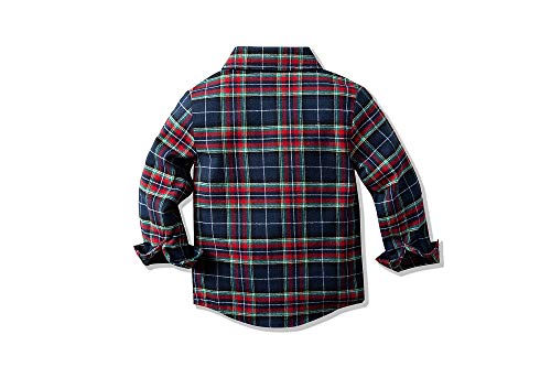 Baby Boys Button Down Plaid Aloha Shirt Long Sleeve Button Down Dress Shirt for Holiday2