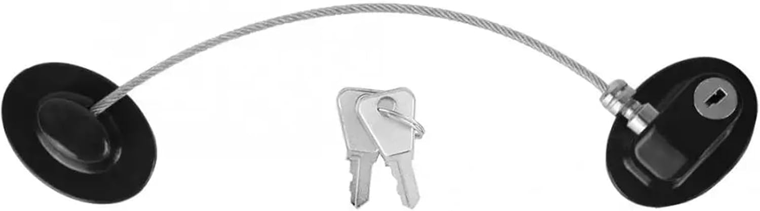 Stainless Steel Safety Lock Window Refrigerator Opening Security Cable Door Lock Safety Protector Protection 1Pcs(Black)