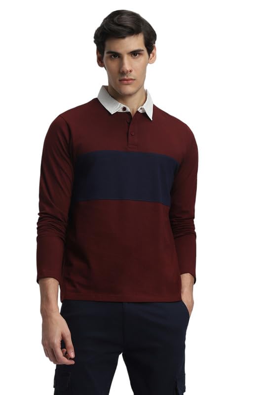 Image of Dennis Lingo Men's Cotton Polo Neck Tshirt, Regular Fit Long Sleeve