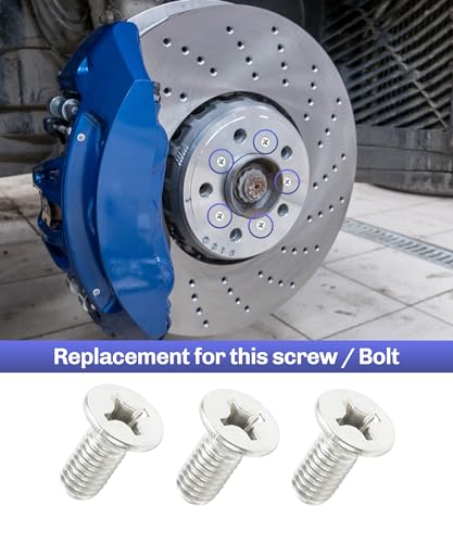 bylikeho Stainless Steel Brake Disc Rotor Screws,12PCS Brake Disc Retaining Screw,Car Accessories Retaining Hardware Bolts Screw Kit for Front and Rear,Rotor Screws Replacement for Most Car Models - Thumbnail 5