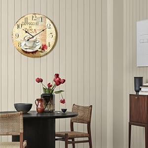 HQF 24 inch Wall Clocks French Coffee Clocks PISA Coffee French Style Wall Clock Silent Clocks Large Farmhouse Clocks with Upgraded Movement Large Number for Home Living Room Bedroom