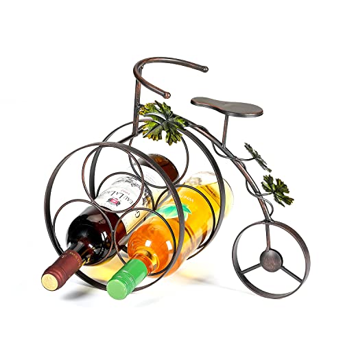Ironlux Countertop Wine Rack 3 Bottle Tabletop Wine Rack Wine Holder For Display Wine Storage Small Wine Rack Bicycle Shaped Wine Racks For Kitchen Countertop Table Top #TOP3