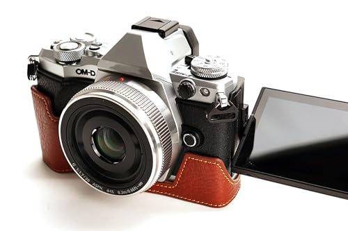 Demi camera case Olympus OM-D E-M5 II étui cuir véritable marron