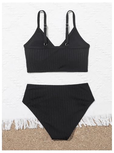 Milumia Girl's 2 Piece Swimsuit Spaghetti Strap Wireless High Waisted Bikini Set2