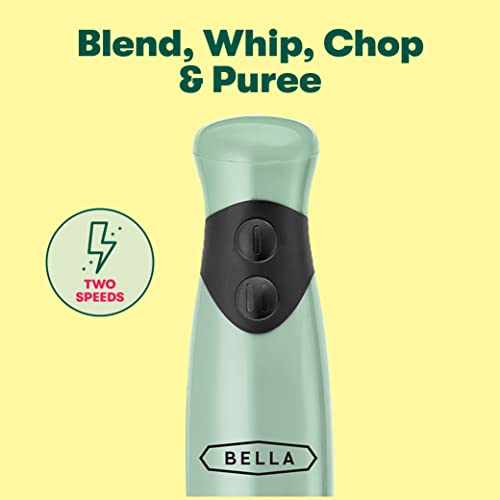Bella 2-Speed Hand Immersion Blender With Whisk Attachment, 250 Watt, Sage, Immersion Blender With Dishwasher Safe Whisk & Blending Attachments For Food Prep (17576) #TOP2