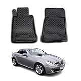 Omac GmbH Vorne Allwetter Auto Fußmatten Automatten für SLK-Klasse R171 2004-2011 3D Passform Hoher Rand Gummimatten Allwetterfussmatten Schwarz 2 teilig