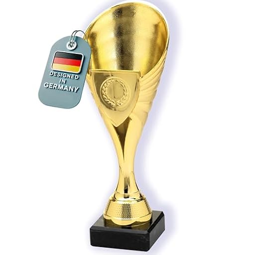 Larius Copa (21 cm, 220 g) – Elegante trofeo universal con base de mármol – Personalizable – Ideal para deportes, escuela, concursos y premios – B1 (sin texto personalizado, dorado, M) | Ya disponible en tu tienda friki favorita! En mundofriki.es!