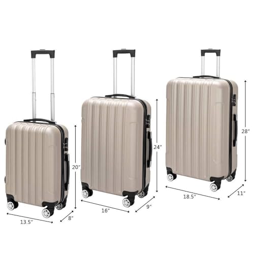 3-in-1 Multifunctional Large Capacity Storage Suitcase Set - Durable & Spacious Travel Luggage in Champagne Color2